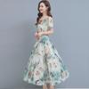 2023 Women's Elegant Floral Summer Dress - Slim, Short Sleeve, Long Beach Skirt