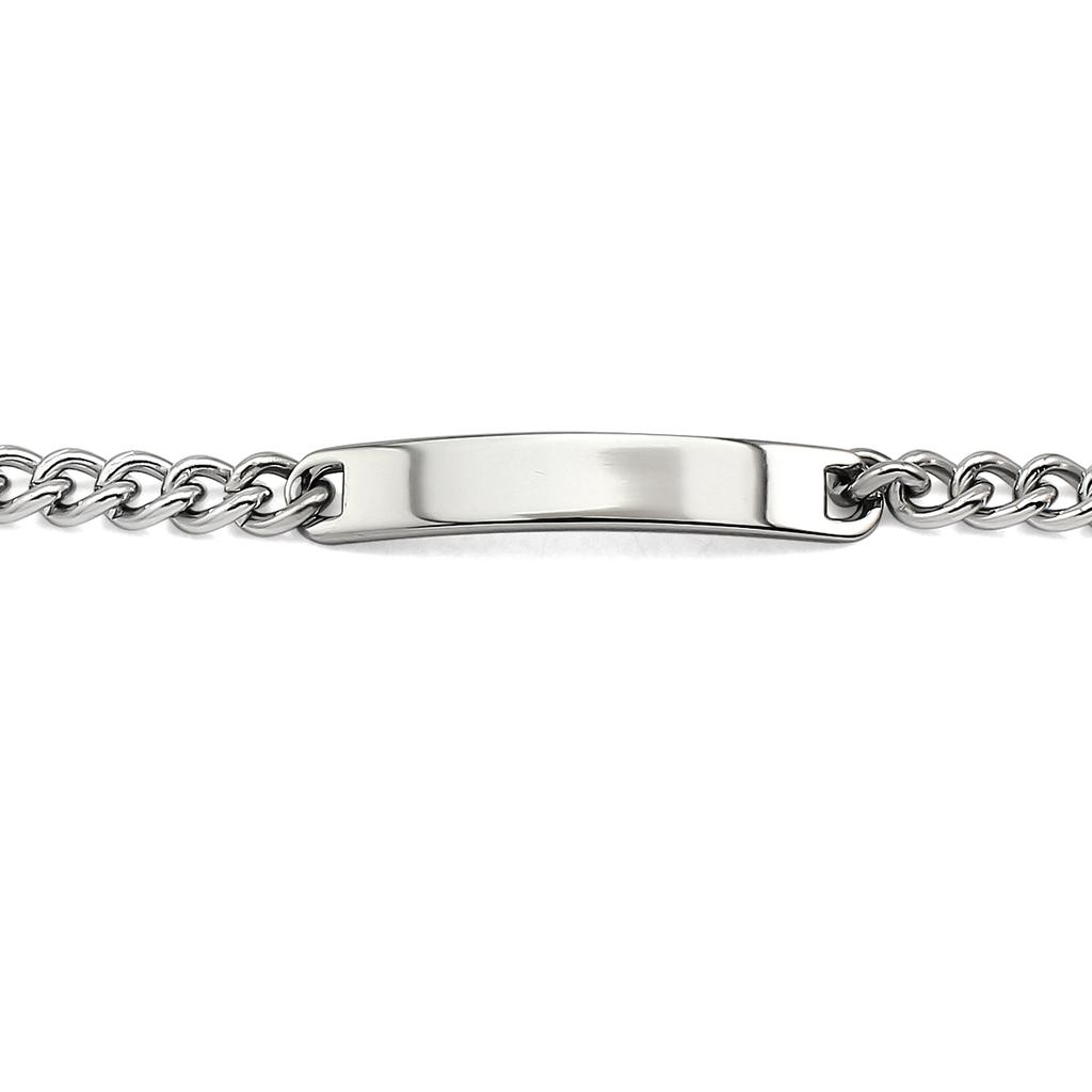 PVD Stainless Steel Custom Name Engraved Couple Silver Bracelet & Cuban Link Chain Personalized ID Bar Bracelet for Men & Women