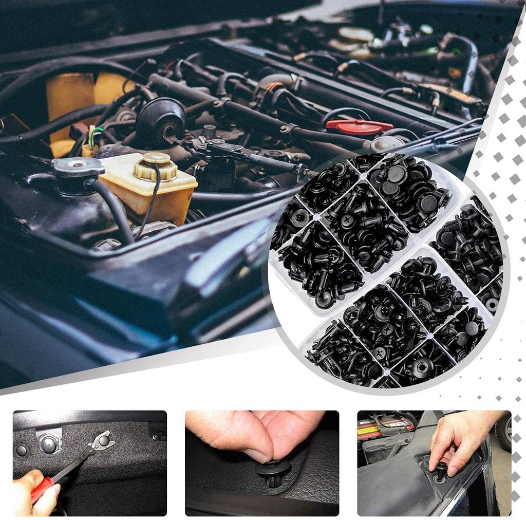 Autoam Bumper Clips, Trim Clips, 620 Pcs, 16 Types, Universal Automotive Fenders, Plastic Rivets,