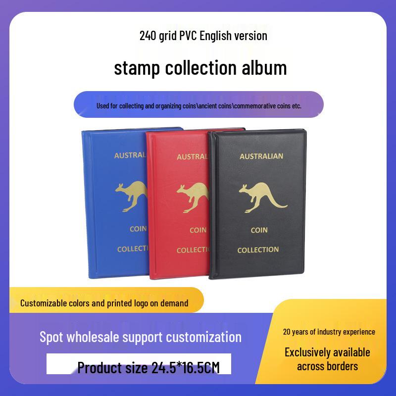 Kaymaz PVC Kapaklı 240 Cep Madeni Para ve Pul Koleksiyon Albümü, İngilizce Sürüm, Halka Açık Tasarım