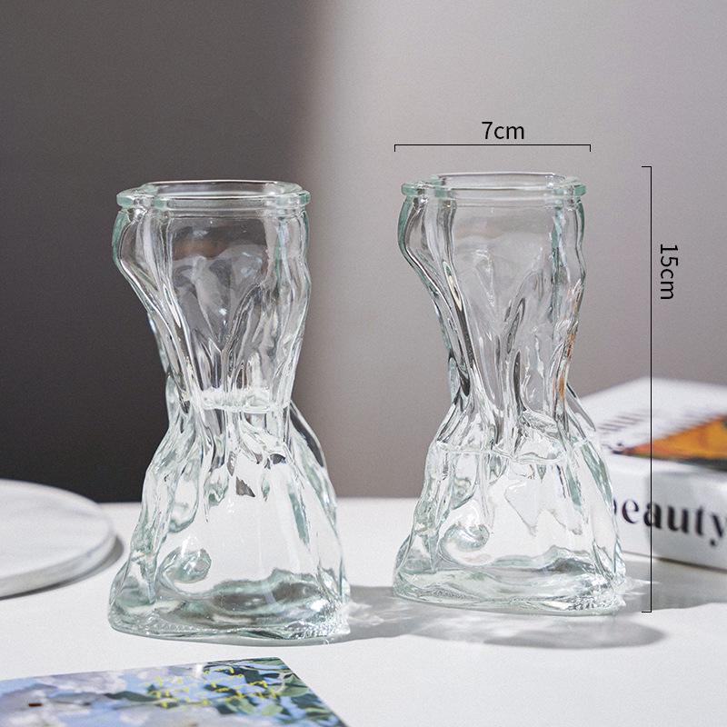 Creative Slanted Neck Glass Vase for Home or Office Decor