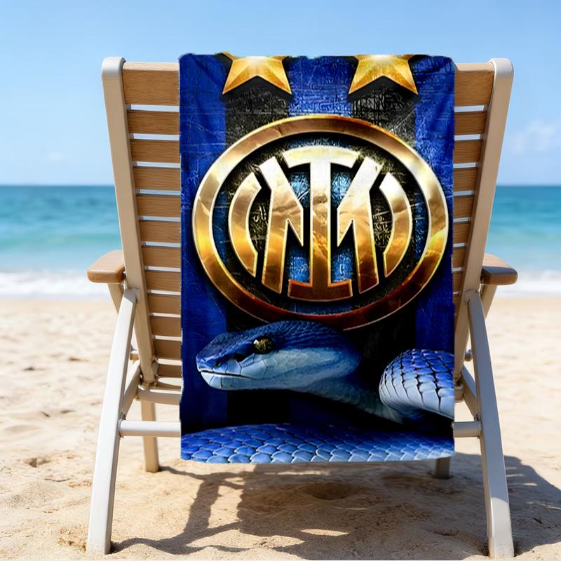Toalla de Playa Estampada con el Escudo del Inter de Milán, Microfibra Súper Suave, Regalo Perfecto de Cumpleaños, para Piscina, Playa, Viajes, para familiares y amigos