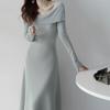 Fashion Knitted Off Shoulder Dress With Long Sleeves For Casual And Party Wear