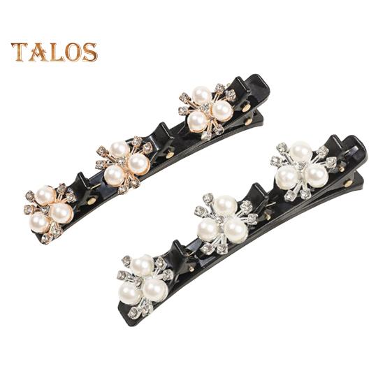 

2/3/4 шт. Женские плетеные заколки для волос со сверкающими стразами, вишневыми бабочками, клеверным декором, двухслойные челки, шпильки, аксессуары для волос C