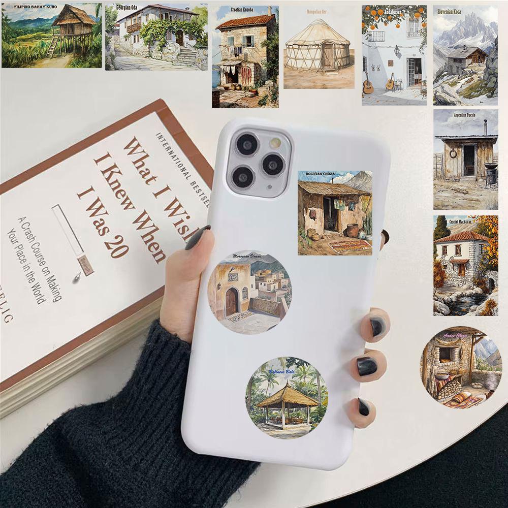 50Pcs Amber Haven Village Stickers Country Suitcase Wall Art Creative Notebook School For Scrapbook Bumper Water Bottle Sticker