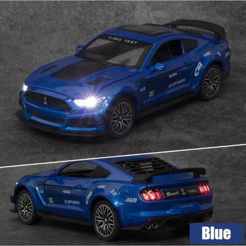 1/32 Ford Mustang GT500 Supercar Alloy Car Model Sound Pull Back Car 4 Open Door Children's Gifts Toy