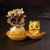 Crystall Prosperity Tree Resin Figurine With Wealth Guardian For Home Office Decor