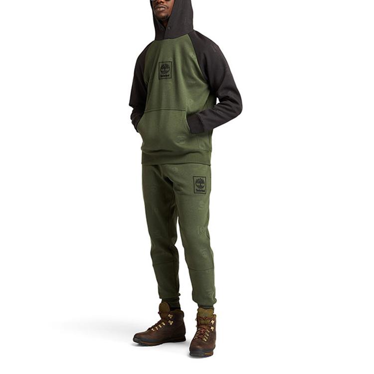 Timberland Tree Logo Embroidered Color Block Hoodie Men Hoodies Green A23Z3-CD9