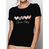 European Size Women'S Clothing Featuring a Cute Short Sleeve Crew Neck T-Shirt with a Heart & Happy Slogan Print