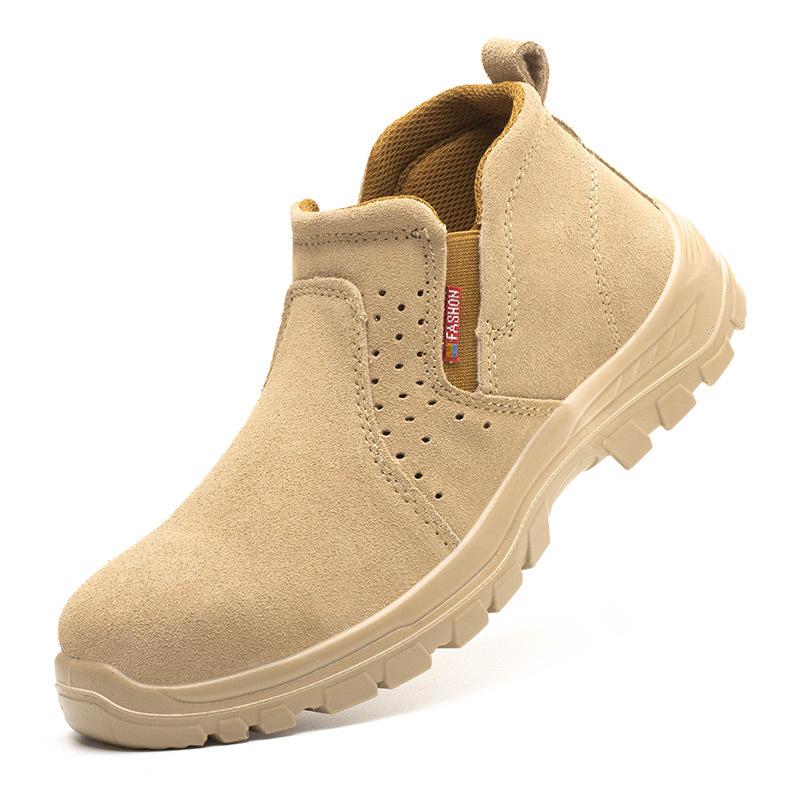 Shoes Men's Anti-smashing, Anti-piercing, Breathable and Lightweight Cowhide Safety Shoes, Electric Welding Work Shoes