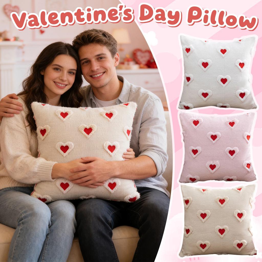 Valentine's Day Love Heart Throw Cover Faux Love Covers Soft Plush Cushion Case Decoration For Sofa Couch Home Decor