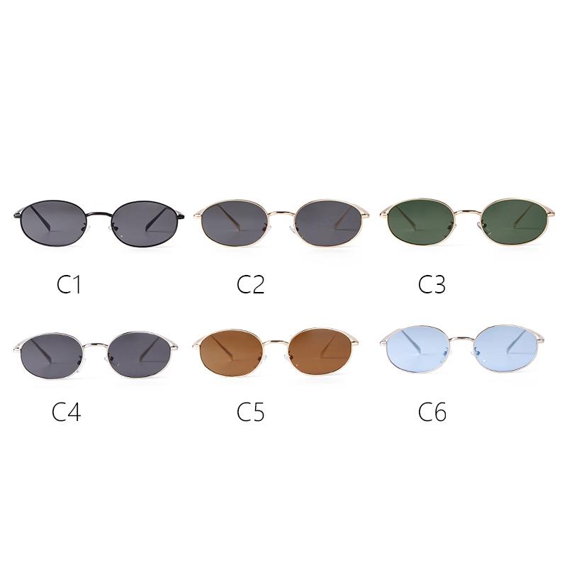 Trendy Retro Metal Oval Sunglasses for Women Men Brand Designer 90s Fashion Vintage Round Sun Glasses Classic Green Shades S9535