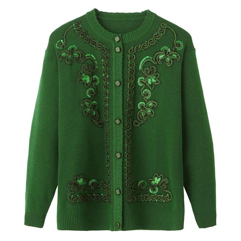 

round Neck Neck Cardigan Sweater Jacket Loose round Neck Cardigan Casual Sweater Outerwear Green XXL