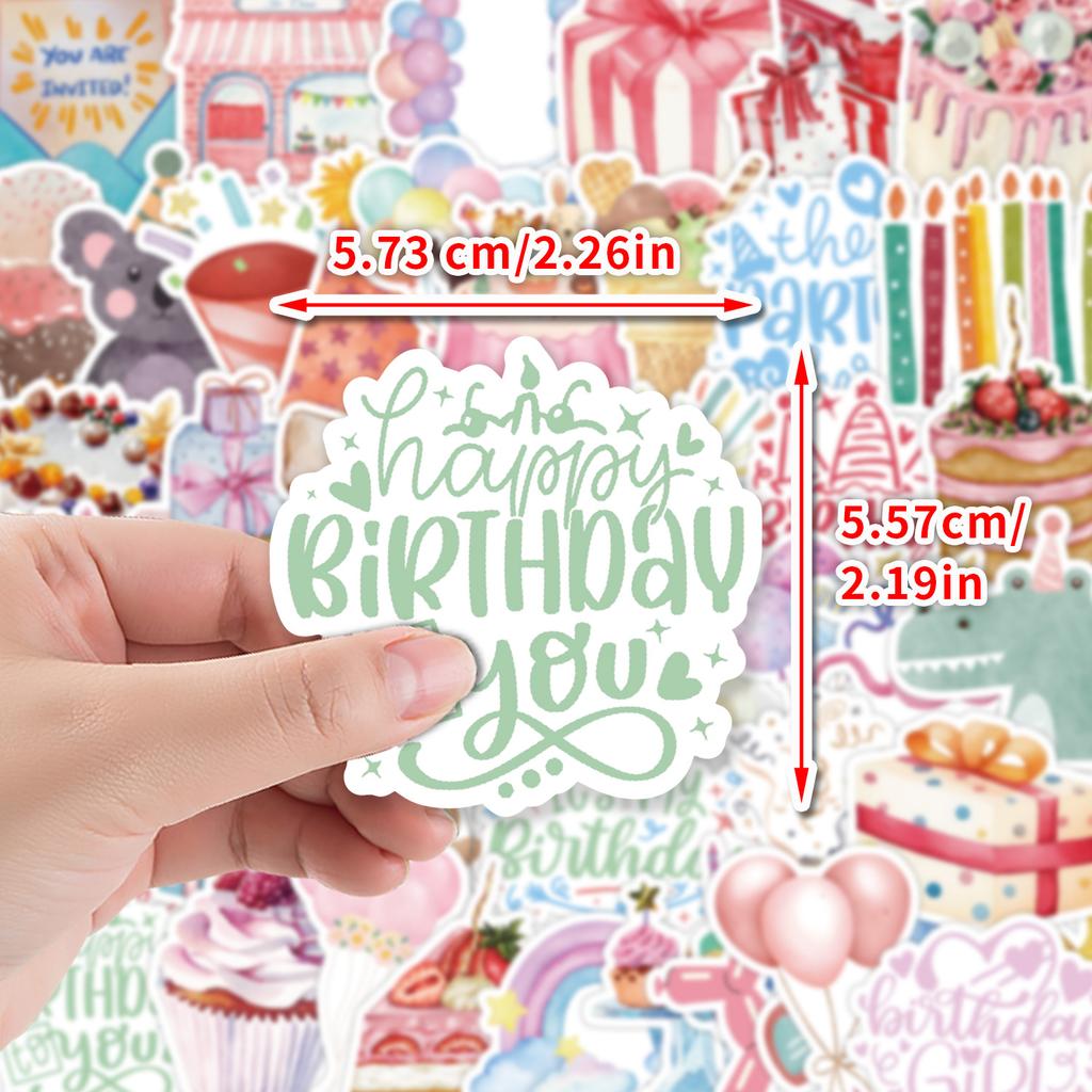 50Pcs Cute Style Birthday Coming Soon Graffiti Water Cup Suitcase Decoration Children’S Stickers