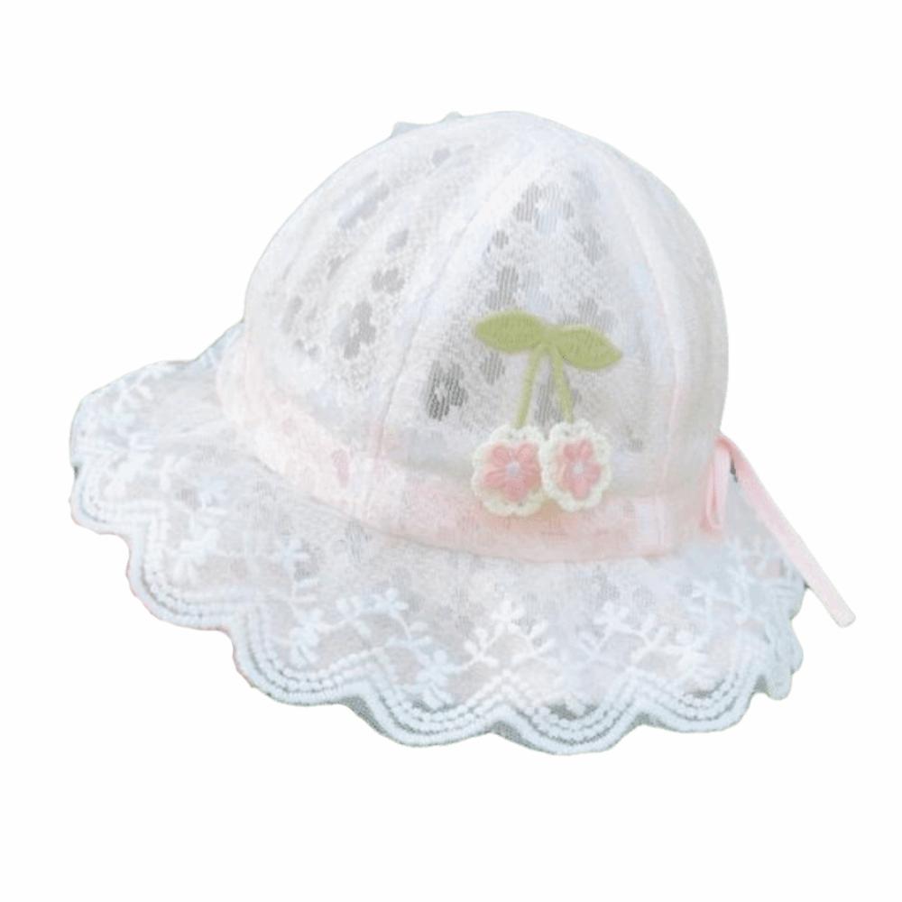 

Thin Cute Cherry Fisherman Hat Lightweight Lace Baby Hat Sweet Baby Princess Cap Infants Toddler рожевий
