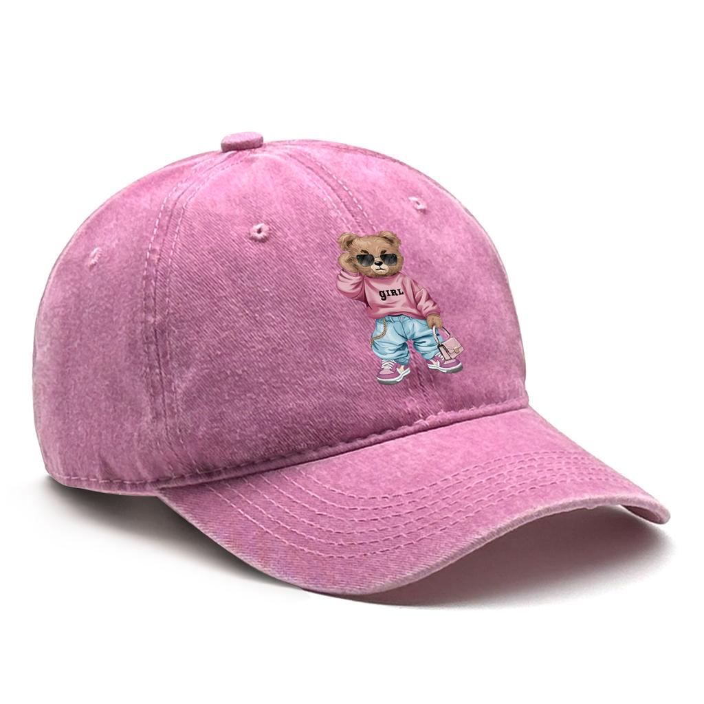 Cool Sunglasses Bear Adjustable Baseball Hat Washed Cotton Trucker Cap Adjustable Buckle Breathable Snapback Caps Camping Hats