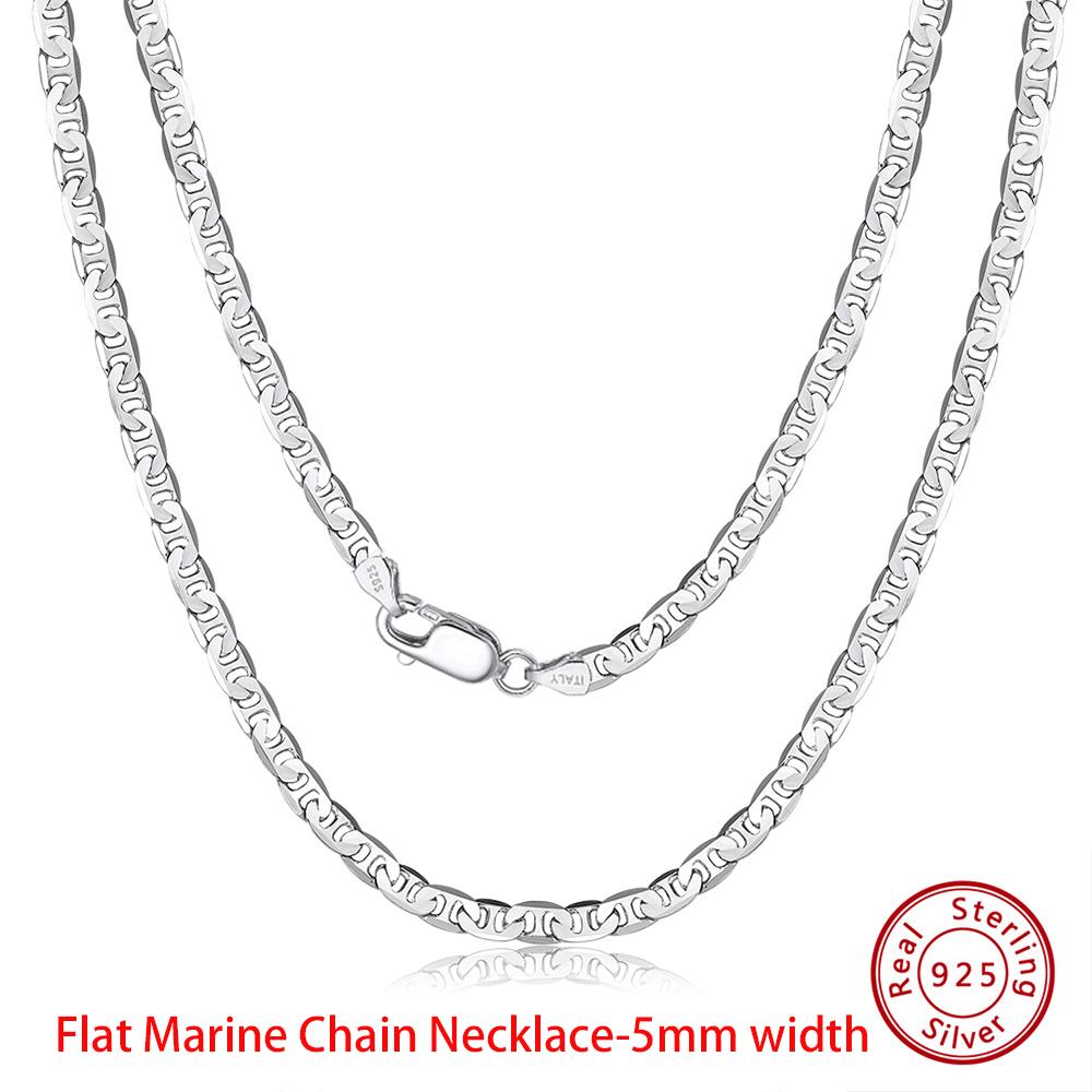EFFIE QUEEN Real 925 Sterling Silver Diamond Cut Twist Rope Figaro Cuban Snake Bead Box Link Chain Necklace DIY Fine Jewelry SC