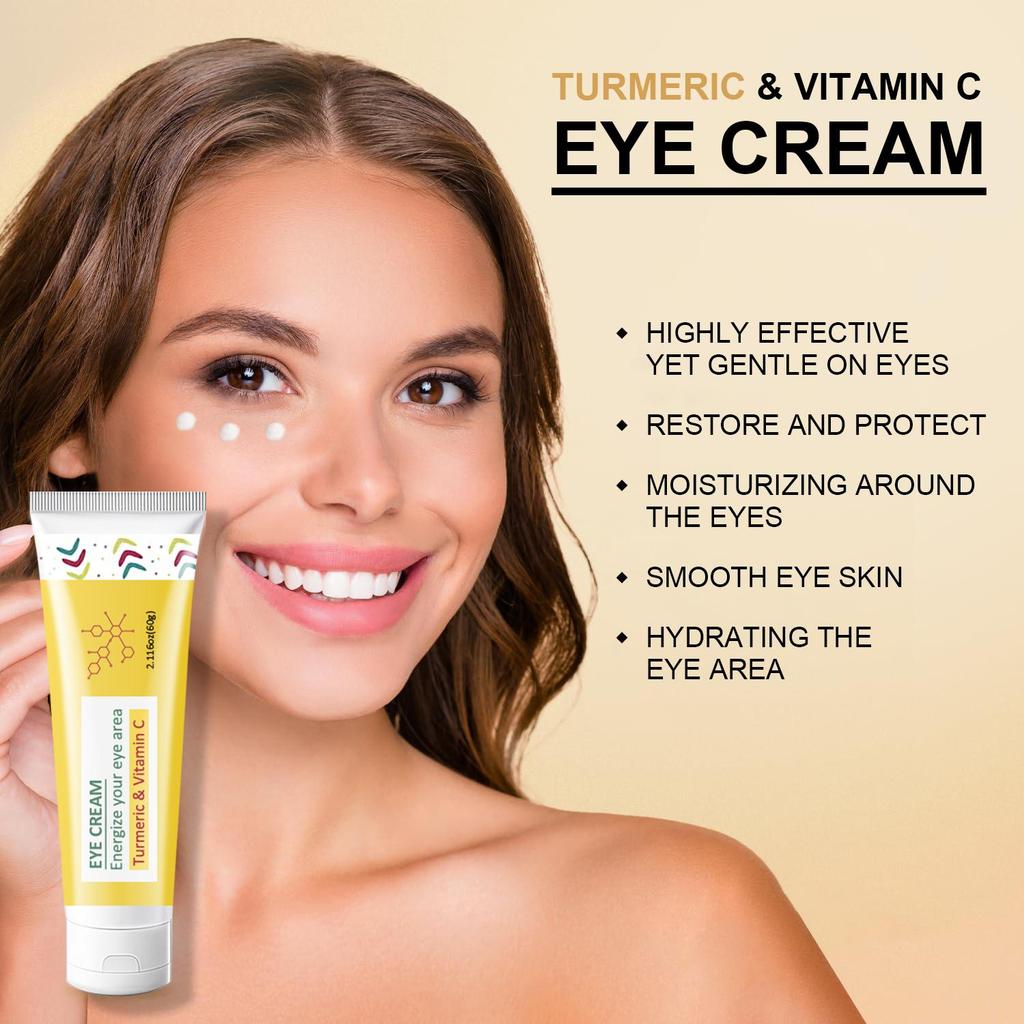 Eye Cream With Turmeric & Vitamin C - Hydrates and Nourishes Delicate Under-Eye Skin, Improves Eye Bags and Firms Skin,60g