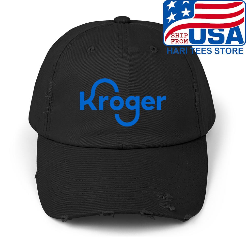 Kroger Store Blue  Adjustable Black Distressed Hat Unisex T-Shirt XL