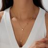 Gold Plated 3D Heart Y-Shaped Lariat Necklace, Stainless Steel Dainty Station Chain Choker, Waterproof Minimalist Jewelry for Women Gift