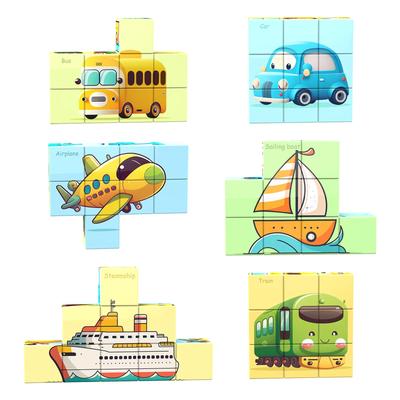 VIXA Magnetische Bausteine, Lernspielzeug, Weltall, Ozean, Früchte, Gemüse, Dinosaurier, Tiere, Transport Serie, 9 Teile mit 6