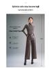 2025 Women's High-Waisted Fleece-Lined Lambskin Leather Pants - Slimming Loose Fit Straight-Leg, Ideal for Autumn and Winter