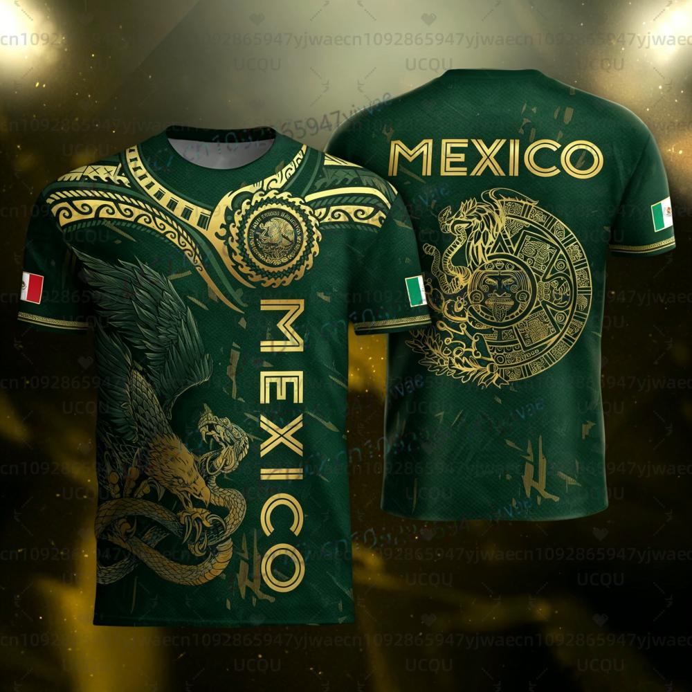 2026 Men's Women's Mexico National Flag Print Short Sleeve T-shirt 3D Print Tees Outdoor Jersey Sports Casual Tops