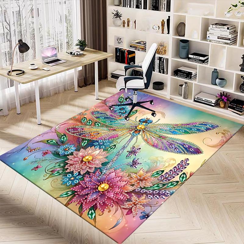 1PC Dragonfly Flowers Carpet Ultra Soft, Thick & Absorbent, Non Slip Machine Washable Mat for Entryway