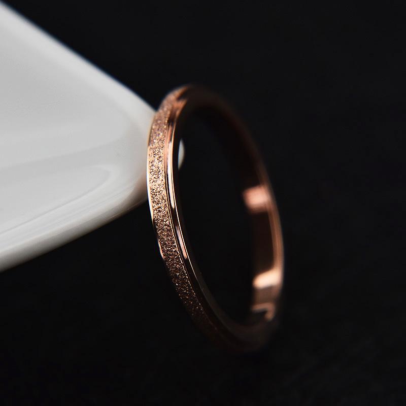 JeeMango Vintage 2mm Frosted Stainless Steel Ring Silver/Rose Gold Color Engagement Wedding Rings Jewelry For Women JR19158
