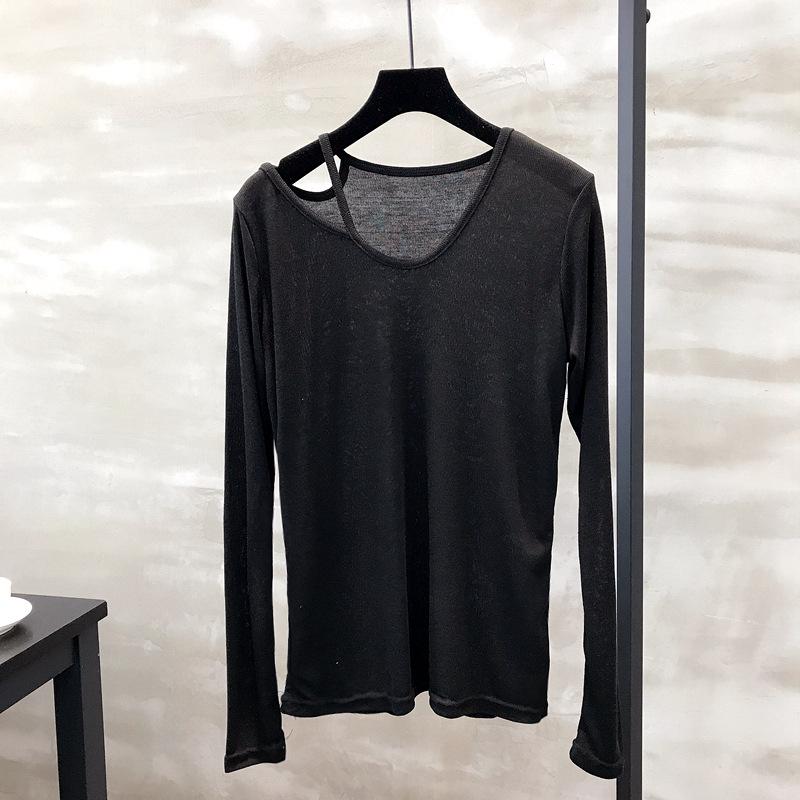 

Топ халтер с открытыми плечами в корейском стиле: Женская тонкая рубашка с длинным рукавом для защиты от солнца One Size чёрный