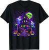 Haunted House Ghost Pumpkin Neon Halloween Horror T-Shirt
