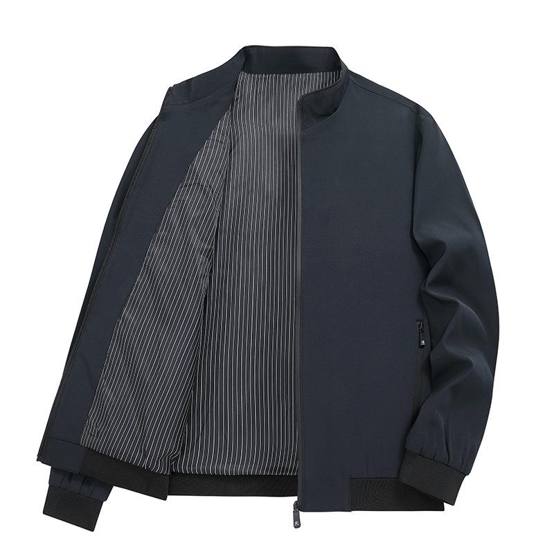 Men's Stand-Collar Casual Print Jacket: Classic, Loose, Plus Size for Middle-Aged Dads