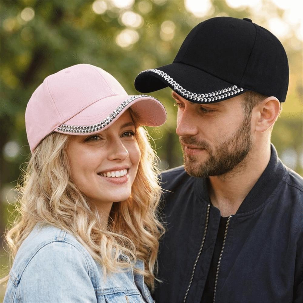 Adjustable Rhinestone Baseball Cap Bling Crystal Edge Outdoor Sun Hat Diamond Brim Cap Casual Wear