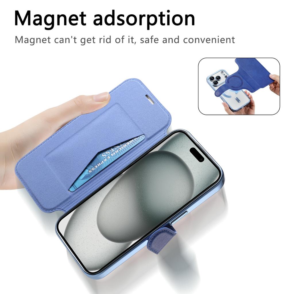 For iPhone 17 Pro Max Case Compatible with MagSafe Detachable Leather Phone Cover with Lens Film
