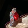 Rouge Magenta Water Drop Parrot Gemstone Ring, Antique, 18K Gold Plated, Maria Large Carat Zircon Ring