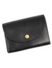 Compact Wallet for Men and Women, Small Mini Wallet, Made In Japan with Genuine Tochigi Leather, Palm-sized, Handmade, Pot (BLPT0031) (Black)