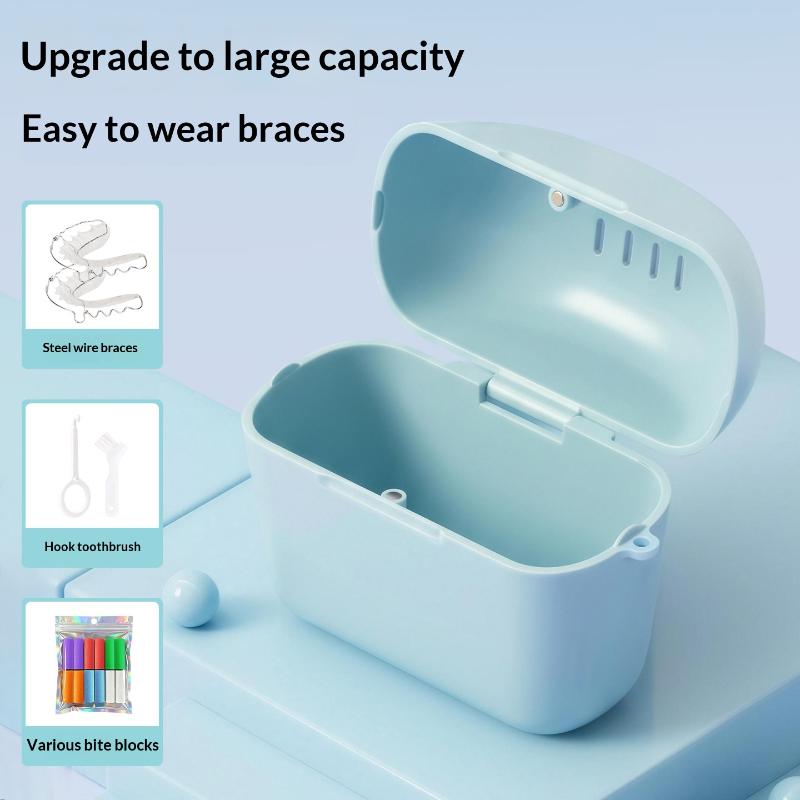 Denture Box Tray Case Drainage Design Dental Retainer Color Tray Storage Box Plastic Teeth Container False Teeth Protective