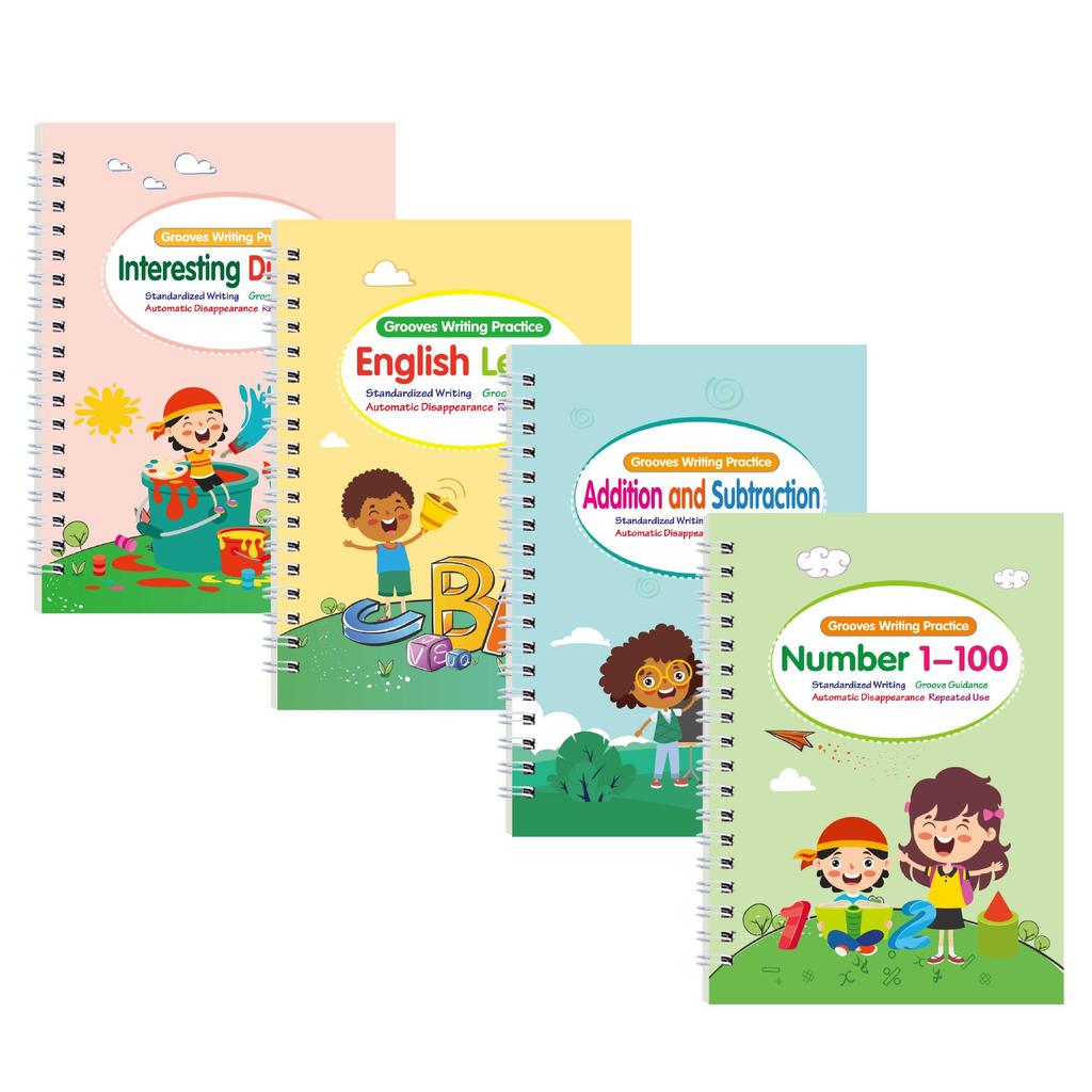Children's All-English Recessed Groove Copybook: Letters, Numbers, Drawing for Ages 3-5 - Pen Control & Early Education