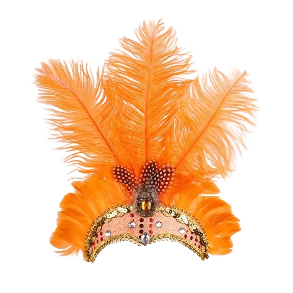 Colorful Feather Headpiece Brazilian Carnival Stage Performance Feather Headdress Decorative Hair Accessories