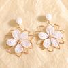 New oil flower earrings simple design sense hollow double-layer petal earrings temperament stud earrings jewelry