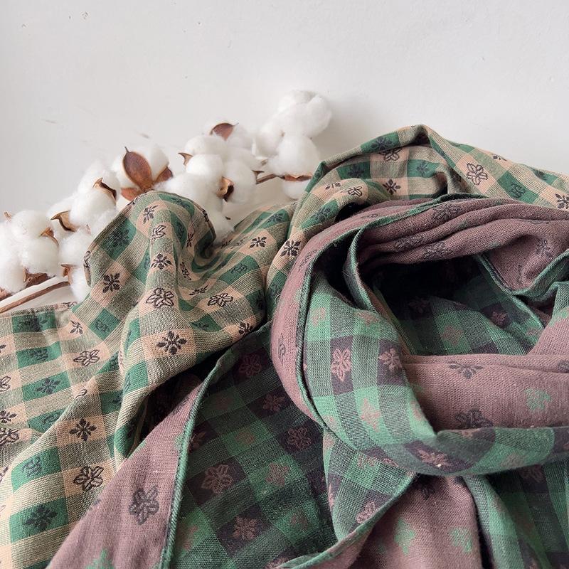 Spring  New Cotton Double Sided Scarf Korean Version Sunscreen Shawl Flower Printed Neck Scarves