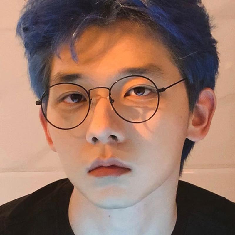 Korean New Female Glasses Frame Fashion Round Shape Man Glasses Metal Frame Stylish Computer Office Glass