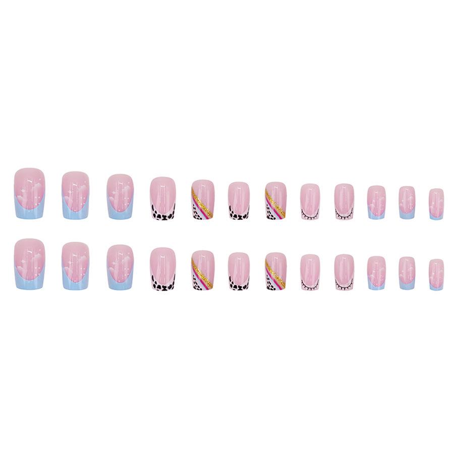 French Rainbow Cow Print Nail Tips – Vibrant, Cute, and Personalized for Summer