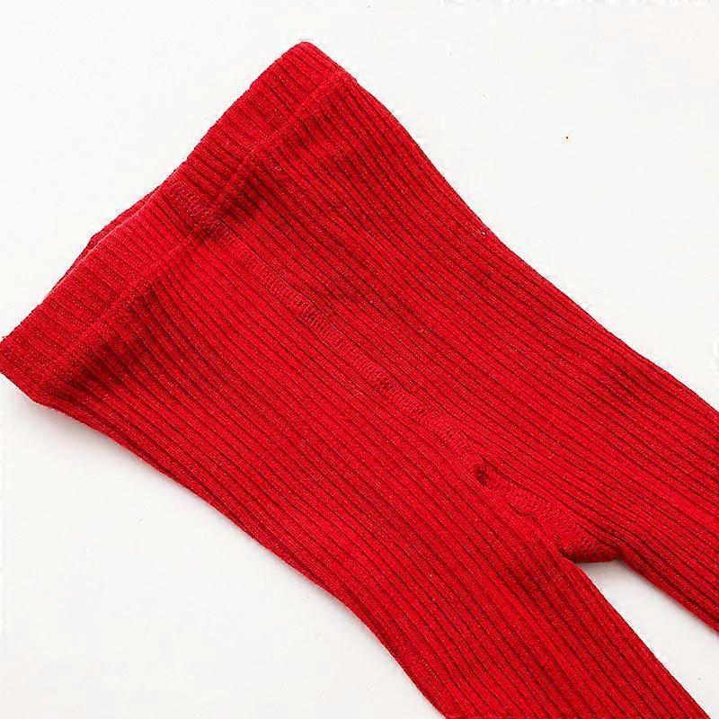 Girls' Christmas-themed red character tights Cotton-blend spring/fall/winter baby tights Infant tights with footed design