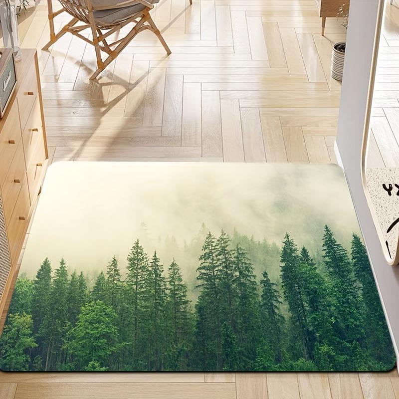 1PC Forest Kitchen Rugs Non-Slip Home Door Mats Pop design Bathroom Rugs Bath Mat Carpet for Home Sink Laundry Decor