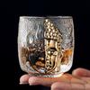 2pcs, Zen inspired glass teacup,Buddha head crystal glass master cup, Bar relief wineglass, Kung Fu tea set for home, 100ml