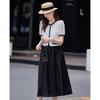 TERRE BLEUE Women's Summer Two-Piece Shirt & A-line Skirt Set