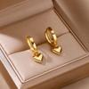 Bubble Heart & Colorful Zircon Butterfly Stainless Steel Hoop Earring for Women Gold Color Wedding Summer Vacation Jewelry Gift