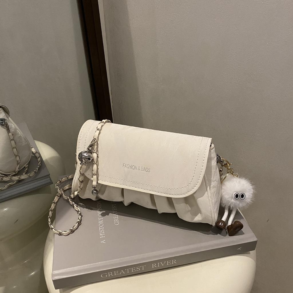 High-end Niche Bag Women's 2025 New Fashion Chain Shoulder Messenger Bag Popular Women's Pleated Small Square Bag