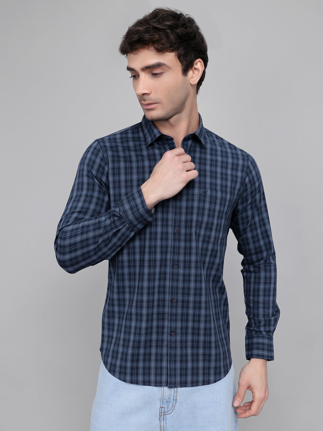 Monte Carlo Men Regular Fit Blue Shirt M синий
